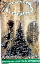 Craft Sensations Clear Stamps + Snijmal Embossing Happy Newyear Kerstboom