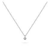 Jewels Inc. - Hanger incl. Ketting - Solitaire gezet met Zirkonia Steen in een Gladomzetting - 4mm- Lengte 42+5cm - Gerhodineerd Zilver 925