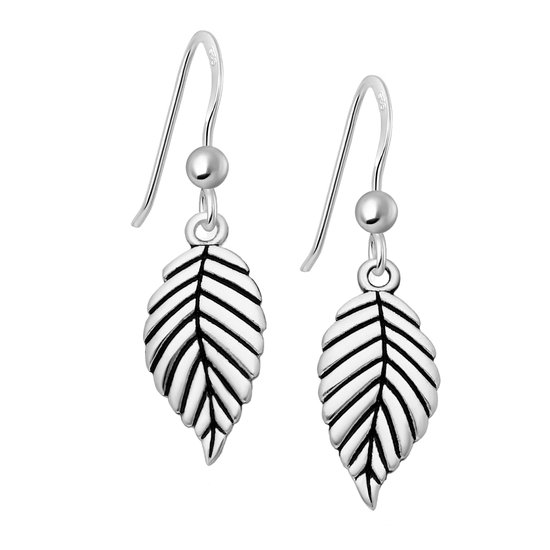 EAR IT UP - Oorbellen - Blad - Leaf - Haak - 925 sterling zilver - Emaille - 29 x 8 mm - 1 paar