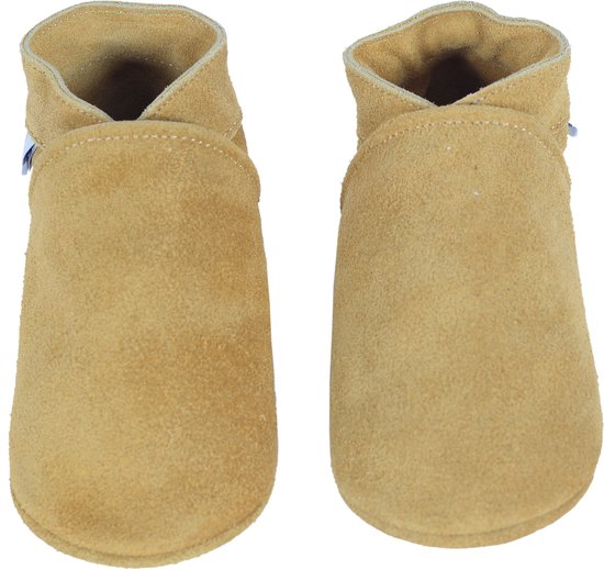 Beige Suède babyslofjes van Baby-Slofje - Unisex - Effen