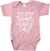 Romper - If only trouble looked so cute - Roze - Maat 50/56