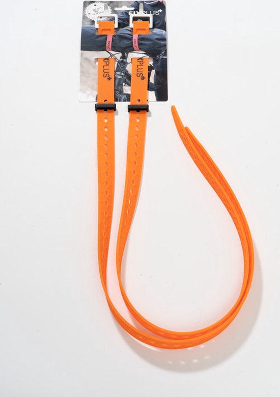 Foto: 2 fixplus straps oranje 86cm tpu spanband voor snel en effectief bundelen en bevestigen van fietsonderdelen ski s buizen stangen touwen en latten