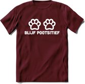 Blijf Poetsitief - Katten T-Shirt Kleding Cadeau | Dames - Heren - Unisex | Kat / Dieren shirt | Grappig Verjaardag kado | Tshirt Met Print | - Burgundy - XL