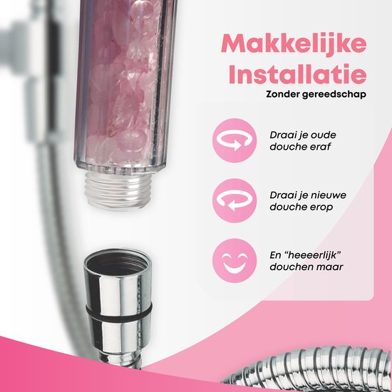 Roze Ionische Douchekop Waterbesparende Douchefilter Hoge Waterdruk