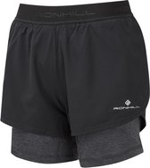 Ronhill Tech Twin Short Dames - Sportbroeken - zwart/grijs - maat S