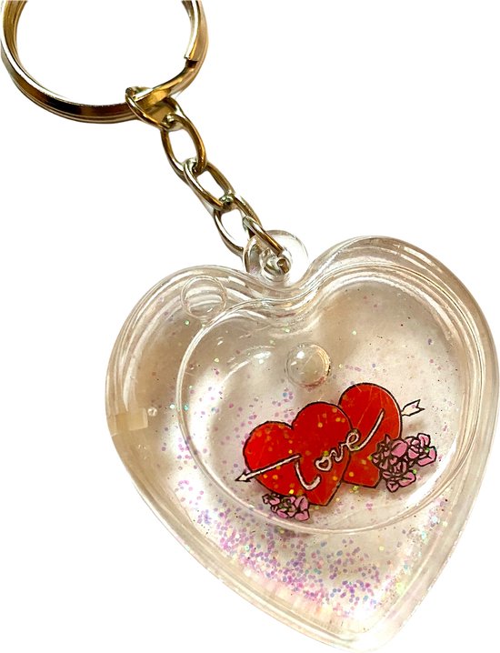 Porte-clés Coeur avec de l'eau Love