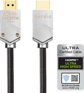 NÖRDIC HDMI-320 Gecertificeerde Ultra High Speed HDMI naar HDMI 2.1 kabel - 8K 60Hz - 48Gbps - 2m - Zwart