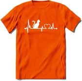 Cat Beat - Katten T-Shirt Kleding Cadeau | Dames - Heren - Unisex | Kat / Dieren shirt | Grappig Verjaardag kado | Tshirt Met Print | - Oranje - XXL