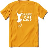 Crazy Cat Lady - Katten T-Shirt Kleding Cadeau | Dames - Heren - Unisex | Kat / Dieren shirt | Grappig Verjaardag kado | Tshirt Met Print | - Geel - M