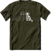 Cat Scan - Katten T-Shirt Kleding Cadeau | Dames - Heren - Unisex | Kat / Dieren shirt | Grappig Verjaardag kado | Tshirt Met Print | - Leger Groen - S