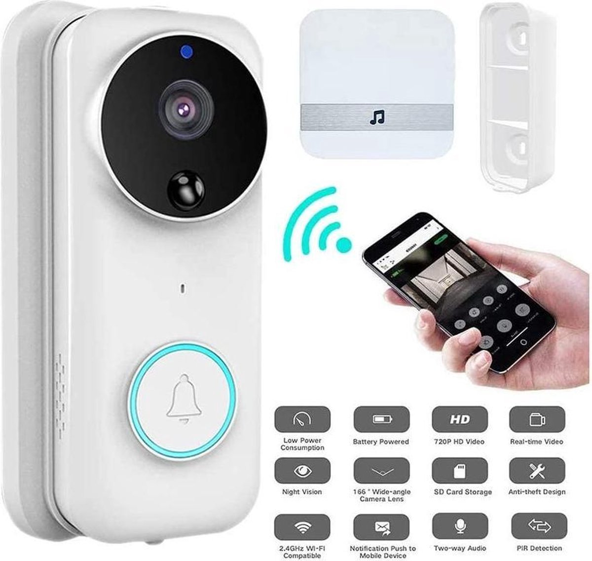 Smart home video doorbell - smart deurbel - video - FHD 1080P