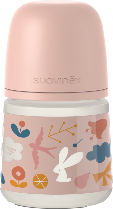 Babyflesje - Suavinex Forest Slow Flow Roze 150ml Silicone Fles SXSFX1072595