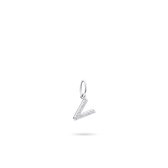 Gisser Jewels - Hanger excl. Collier - Letter V met Zirkonia - 8mm - Gerhodineerd Zilver 925