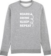Board drink sleep repeat Rustaagh sweater maat XS - grijs - bedrukt - unisex -ski