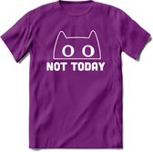 Not Today - Katten T-Shirt Kleding Cadeau | Dames - Heren - Unisex | Kat / Dieren shirt | Grappig Verjaardag kado | Tshirt Met Print | - Paars - M