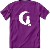 Nacht Wacht - Katten T-Shirt Kleding Cadeau | Dames - Heren - Unisex | Kat / Dieren shirt | Grappig Verjaardag kado | Tshirt Met Print | - Paars - XXL