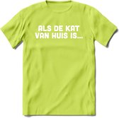 Als De Kat Van Huis Is - Katten T-Shirt Kleding Cadeau | Dames - Heren - Unisex | Kat / Dieren shirt | Grappig Verjaardag kado | Tshirt Met Print | - Groen - M