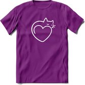 Sleepy Cat - Katten T-Shirt Kleding Cadeau | Dames - Heren - Unisex | Kat / Dieren shirt | Grappig Verjaardag kado | Tshirt Met Print | - Paars - XL