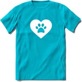 Cat Love Paw - Katten T-Shirt Kleding Cadeau | Dames - Heren - Unisex | Kat / Dieren shirt | Grappig Verjaardag kado | Tshirt Met Print | - Blauw - L