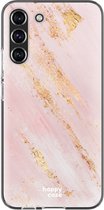 HappyCase Hoesje Flexibel TPU Pink Marmer Print Geschikt voor Samsung Galaxy S22