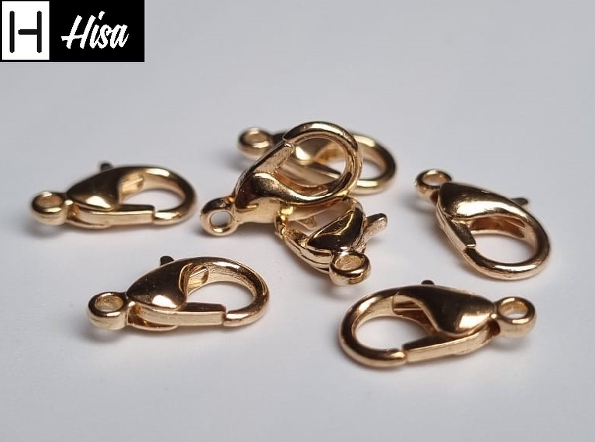 Hisa - Karabijn sluitingen - KC Gold - 100 stuks - Karabijnsluitingen - 12mm