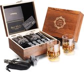 Whiskey set - met 2 whiskey glazen en 8 whiskey stones - Whiskeyglazen - Whisky set - Whisky glazen - Cadeau