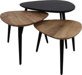 Salontafel set 3 stuks acaciahout en metaal