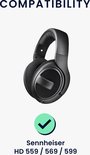 Zwarte Sennheiser HD 559 / 569 / 599 koptelefoon, afgebeeld met een groen vinkje voor compatibiliteit.