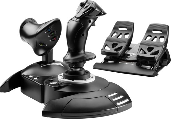 Foto: Thrustmaster t flight full kit x joystick throttle en rudder pedalen voor xbox series x s xbox one pc complete kit voor flightsims joystick en afneembare throttle en roerpedalen met schuifrails 