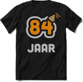 84 Jaar Feest kado T-Shirt Heren / Dames - Perfect Verjaardag Cadeau Shirt - Goud / Zilver - Maat M