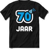 70 Jaar Feest kado T-Shirt Heren / Dames - Perfect Verjaardag Cadeau Shirt - Wit / Blauw - Maat XXL