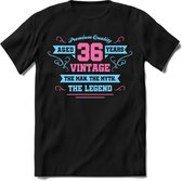 36 Jaar Legend - Feest kado T-Shirt Heren / Dames - Licht Blauw / Licht Roze - Perfect Verjaardag Cadeau Shirt - grappige Spreuken, Zinnen en Teksten. Maat 3XL