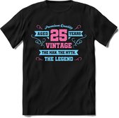 25 Jaar Legend - Feest kado T-Shirt Heren / Dames - Licht Blauw / Licht Roze - Perfect Verjaardag Cadeau Shirt - grappige Spreuken, Zinnen en Teksten. Maat 3XL