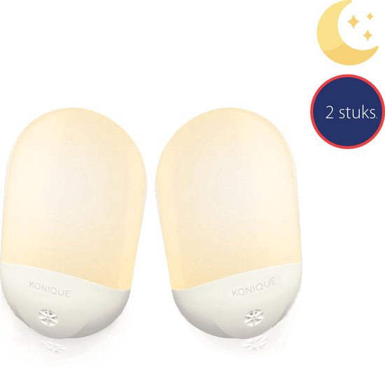 LED nachtlamp Stopcontact - 2 stuks - Nachtlampje met Sensor - Warm licht - Voor in de baby/kinderkamer