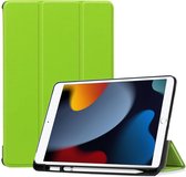 Tablet hoes geschikt voor iPad 2021 / 2020 / 2019 Hoes met Apple Pencil Houder & Auto Sleep/Wake functie - Tri-Fold book Case - 10.2 inch - Licht Groen