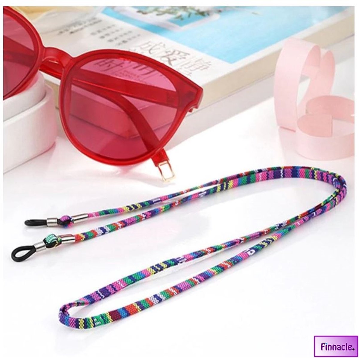 Finnacle - Brillenkoord Roze Zonnebril Katoen Strap Eyewear Touw Brilketting multikleur