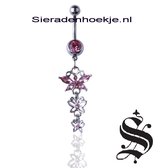 Navelpiercing 3 vlinders roze