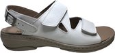 Manlisa Mt 36 platte lederen comfort sandalen velcro's 502 Wit geschikt losse steunzolen