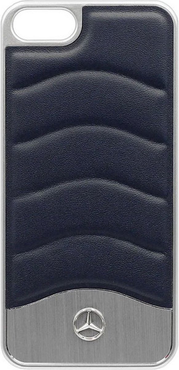 Mercedes Wave III Leather Back Cover with Brushed Aluminium - Geschikt voor Apple iPhone 5/5S - Blauw