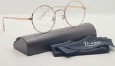 +1.00 Leesbril rond metaal goud - unisex leesbril op sterkte +1,00 - universele bril met microvezeldoekje  - 013047 - lunettes de lecture rondes metal dore - Aland optiek