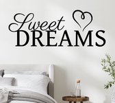 Stickerheld - Muursticker Sweet dreams - Slaapkamer - Droom zacht - Slaap lekker - Engelse Teksten - Mat Zwart - 55x145.1cm
