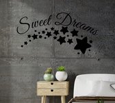 Stickerheld - Muursticker Sweet dreams - Slaapkamer - Droom zacht - Lekker slapen - Engelse Teksten - Mat Zwart - 55x107.7cm