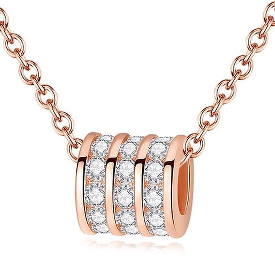 Collier avec anneau argent 925 Viva or rose - collier couleur rose avec boîte cadeau - Bijoux - Sophie Siero