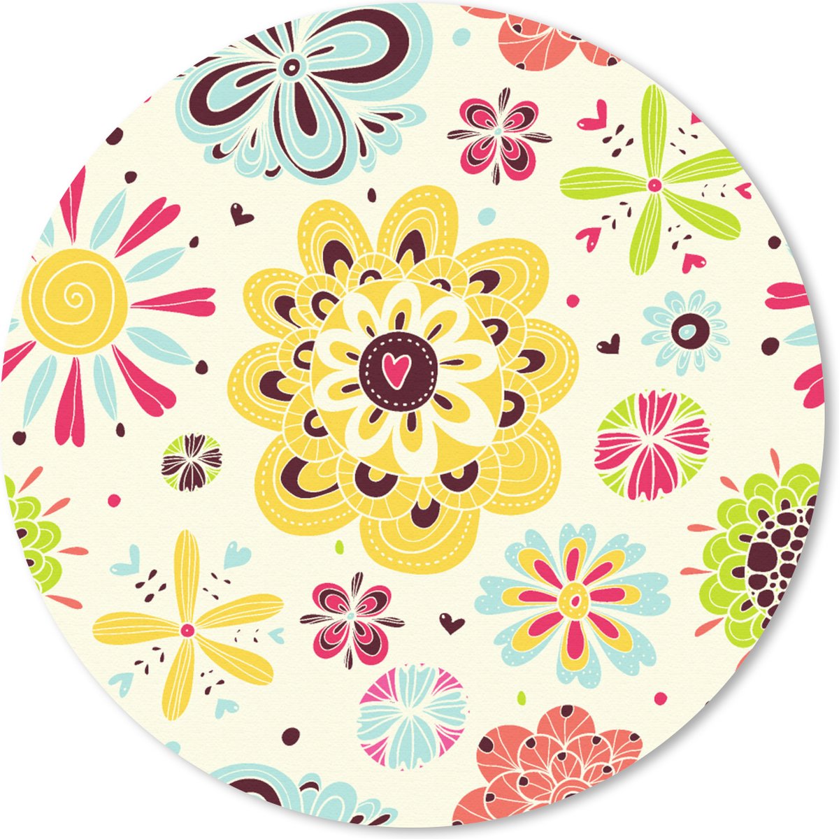 Muismat rond 40x40 cm - Mousepad Hart - Bloemen - Patronen - Ronde muismatten