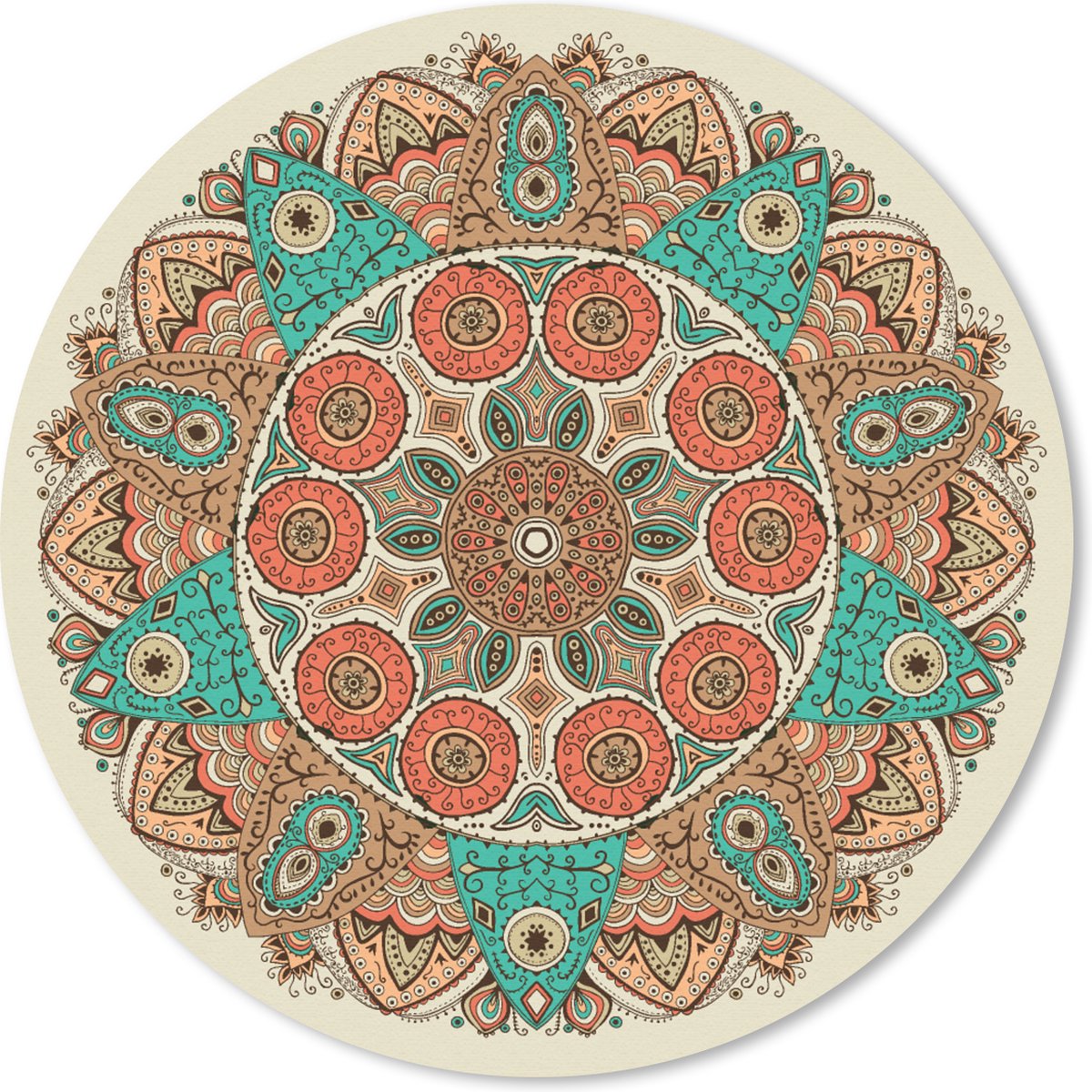 Muismat rond 30x30 cm - Mousepad Mandala - Patronen - Pauw - Ronde muismatten