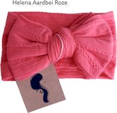 Helena Aardbei Roze - Grote zachte XXL strik brede baby / kind haarband - zacht comfortabel - meisje haaraccessoires - 1 tot 6 jaar - cadeautip