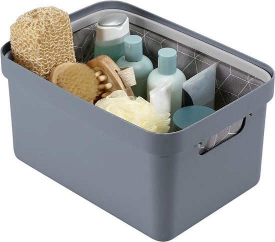 6x boîtes de rangement bleu foncé/boîtes de rangement/paniers de rangement plastique - 13 litres - rangement/bacs/rangement