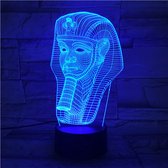 3D Led Lamp Met Gravering - RGB 7 Kleuren - Toetanchamon
