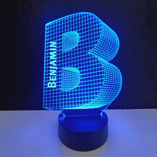 Lampe LED 3D - Lettre Prénom - Benjamin