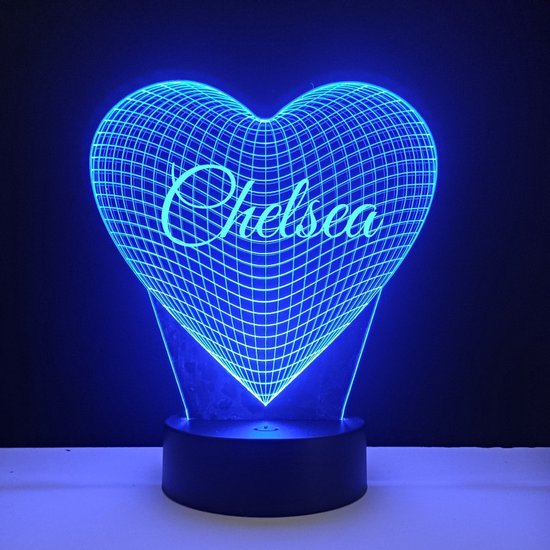 3D LED Lamp - Hart Met Naam - Chelsea